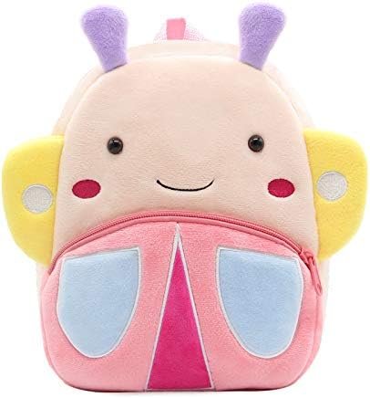 NICE CHOICE Cute Toddler Backpack Toddler Bag Plush Animal Cartoon Mini Travel Bag for Baby Girl Boy 2-6 Years(Colorful Butterfly)
