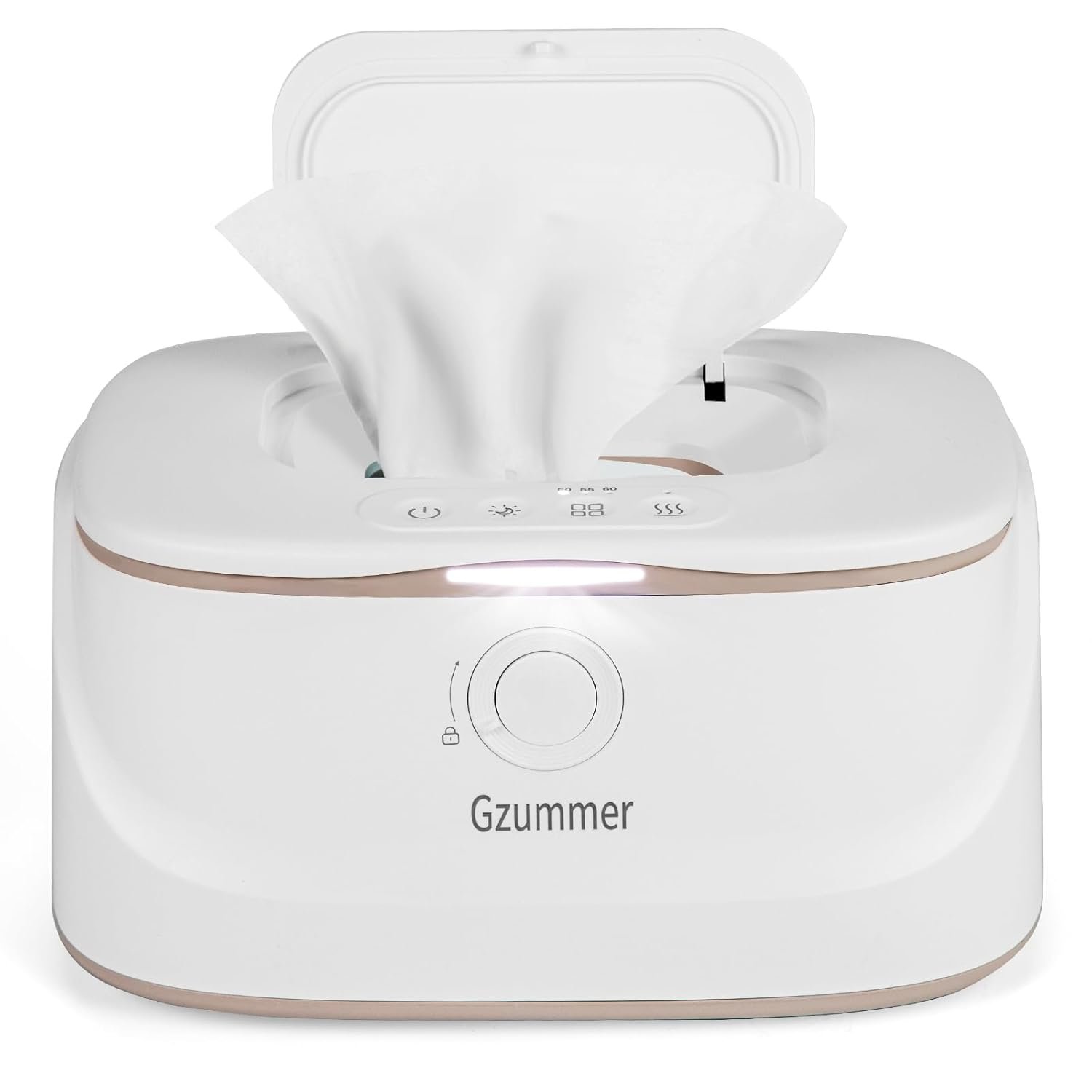 Baby Wipe Warmer, Innovative Spring & Child Lock Design, Large Capacity Wipes Dispenser, Fast Heating, 3 Modes of Temperature Heating Control, Diaper Wipe Warmer with Night Light (White)