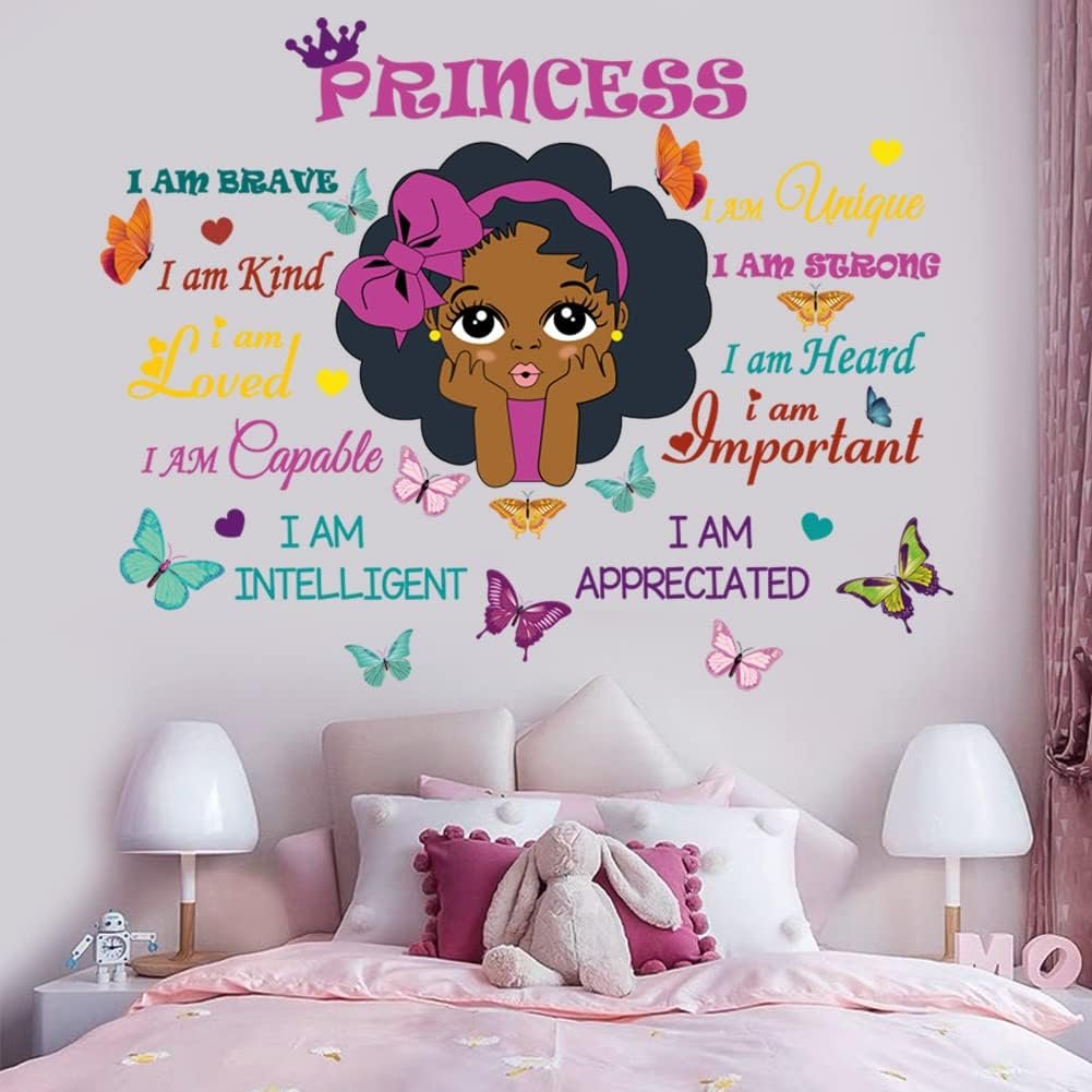 Black Girl Magic Inspirational Wall Quotes I Am Special Motivational Saying African American Wall Sticker for Nursery Baby Toddler Room Afro Kid Bedroom Playroom Wall Decoration Home Decor