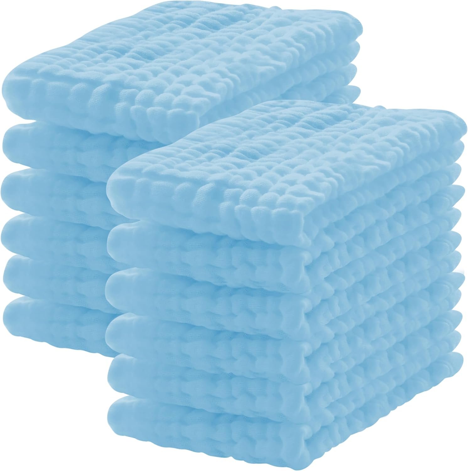 12 Pack Muslin Burp Cloths 100% Cotton Muslin Cloths Large 20”x10” Extra Soft and Absorbent Baby Burping Cloth – Aqua