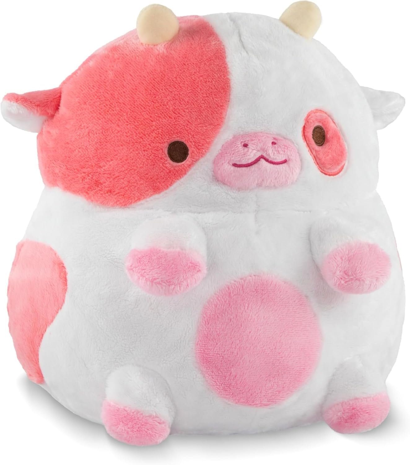 Heatable Strawberry Scented Cow Plush for Period Cramp Relief & Emotional Support, Microwavable Soft Toy Plushies, Coolable Stuffed Animal for Anxiety, Cute Heating Pad for Pain Relief