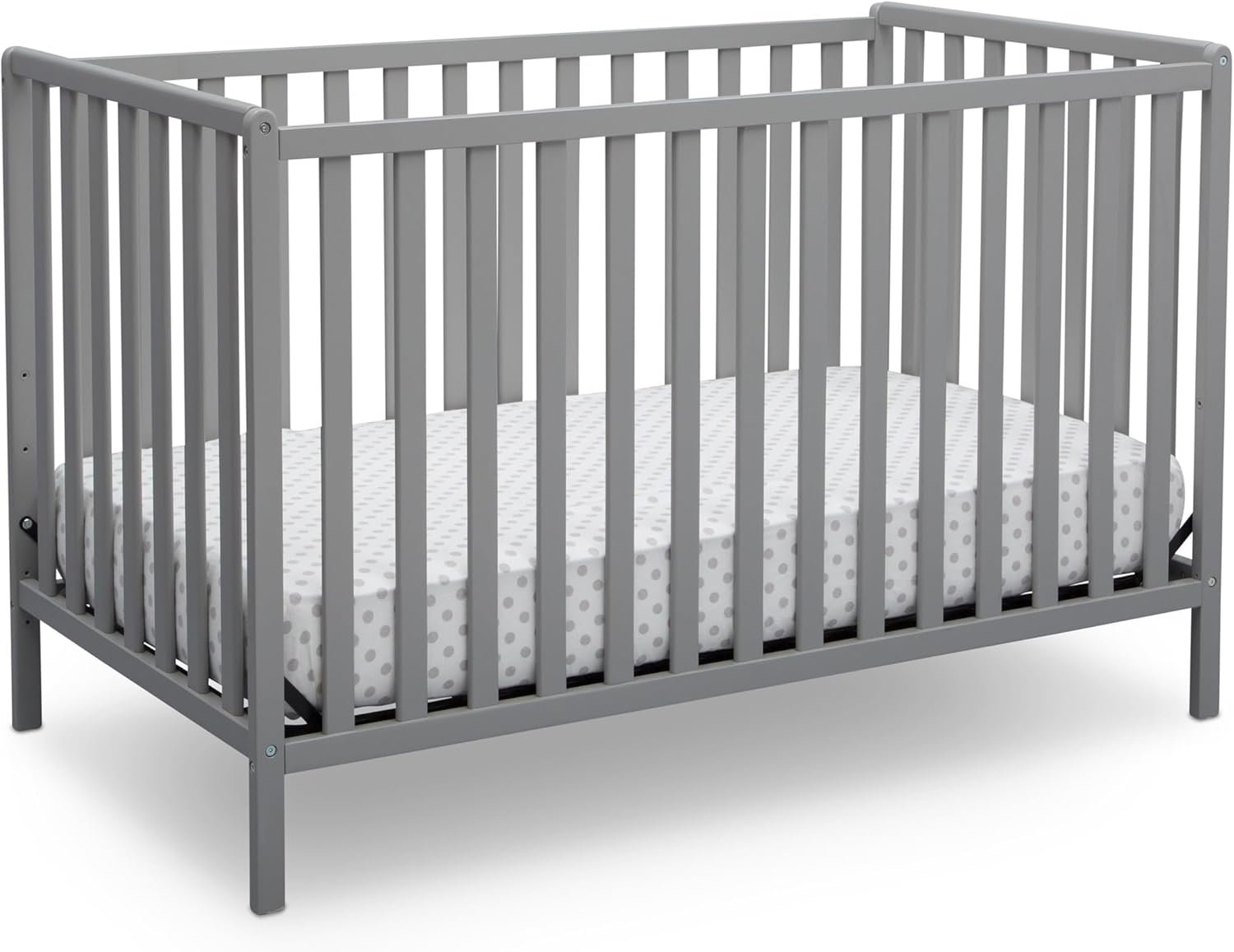 Delta Children Heartland 4-in-1 Convertible Crib – Greenguard Gold Certified, Grey