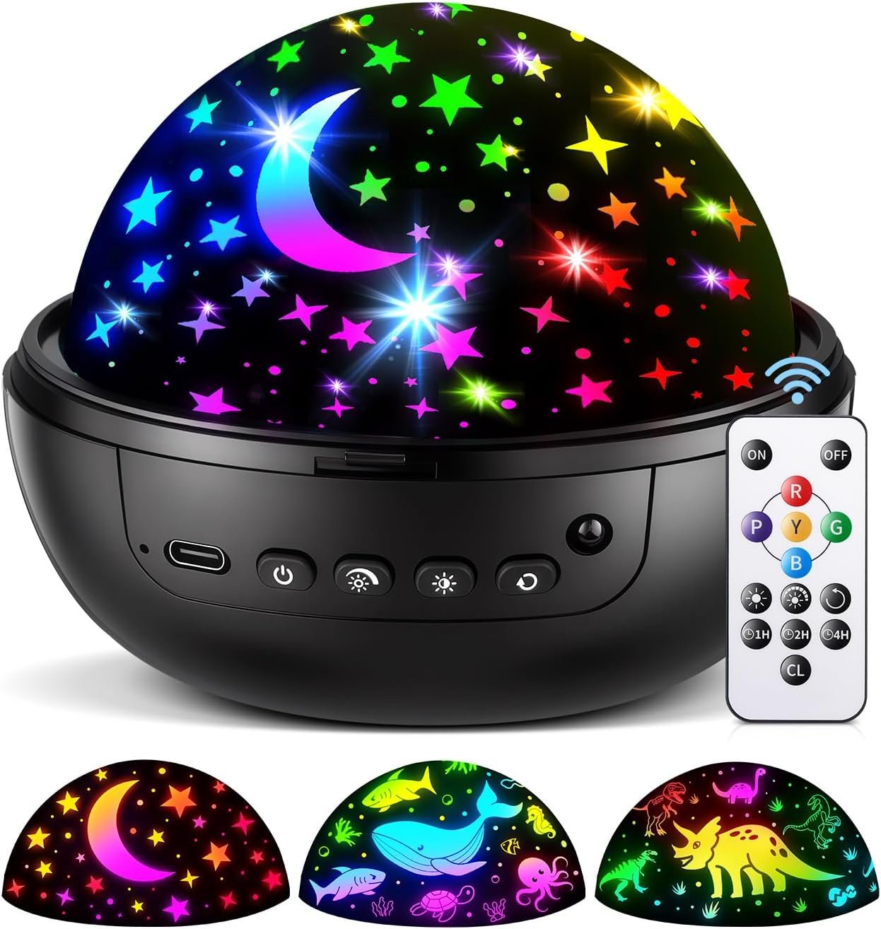 COOLNIGHT Night Light for Kids, 93 Lighting+3 Films Kids Night Light Projector, Remote+Dimmable Star Projector,360°Slient Ceiling Stars Glow in The Dark Stars, Boys Christmas Gifts for 4 Year Old Boy