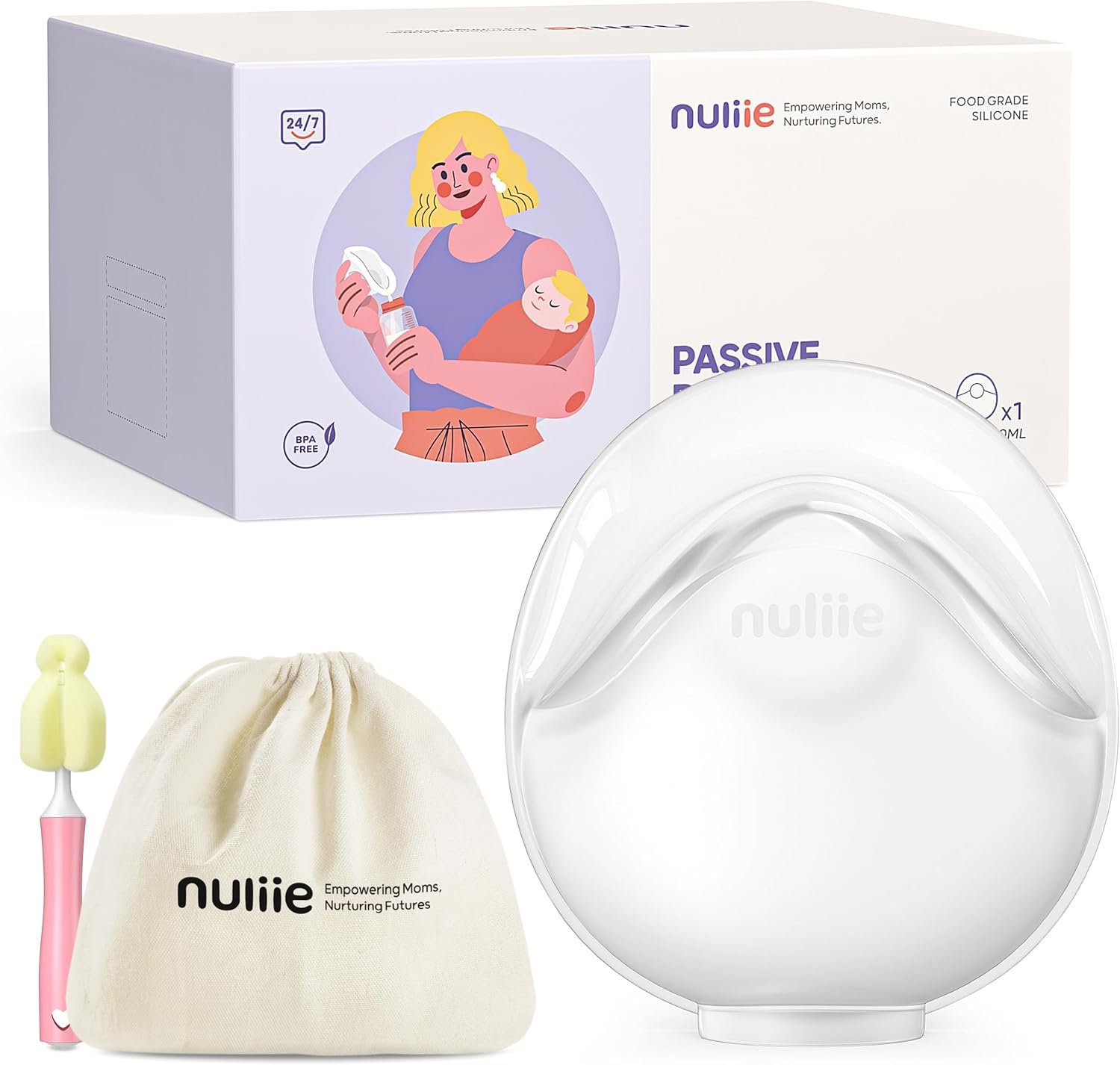 Nuliie 1 PCS Silicone Breast Milk Collectors for Breastfeeding Leak-Proof, 3oz/90ml Portable Milk Catcher, BPA-Free Soft Breast Shell, Wearable Manual Breast Pump for Newborns Essentials