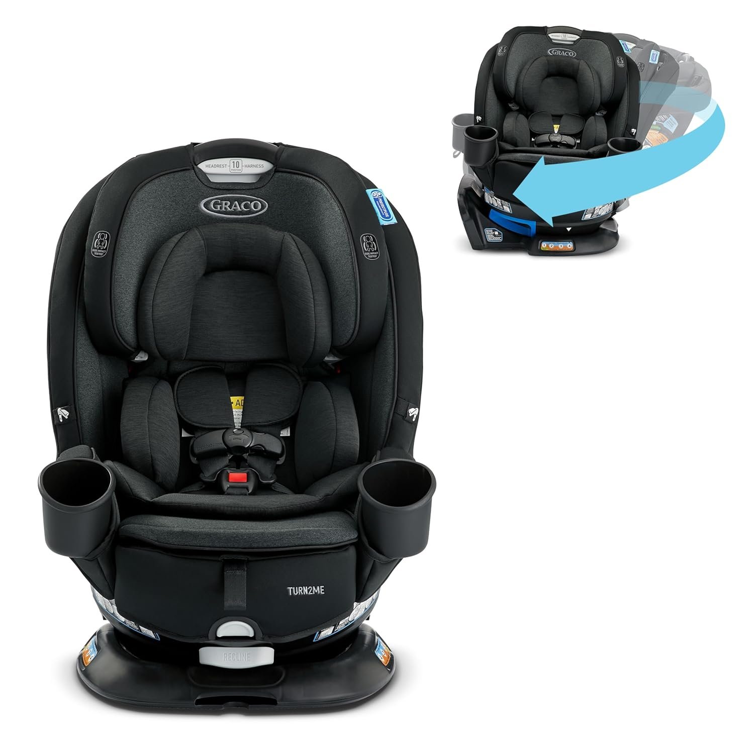 Graco Turn2Me 3-in-1 Convertible Car Seat, Rotating Seat feature, with Rear-Facing, Forward-Facing and Highback Booster options in Cambridge