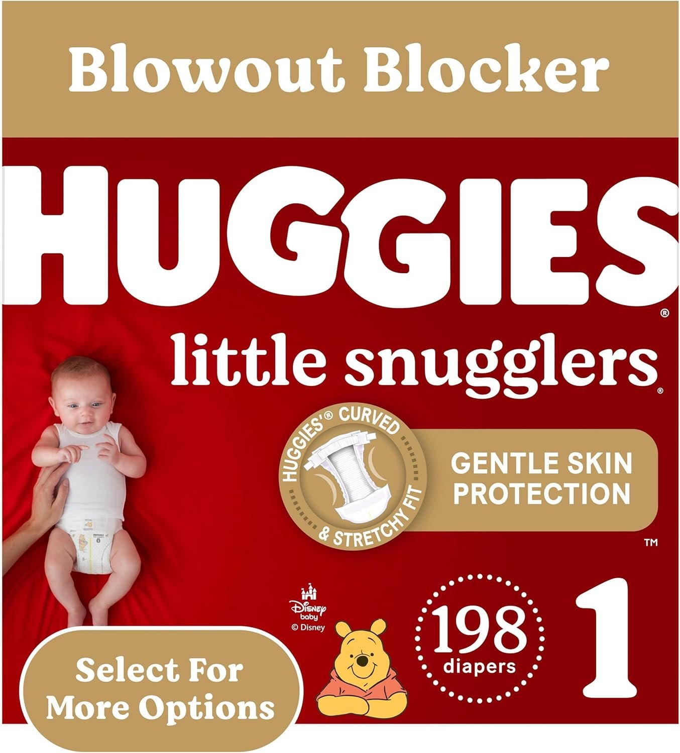 Baby Diapers Size 1 (8-14 lbs), 198ct, Huggies Little Snugglers Newborn Diapers