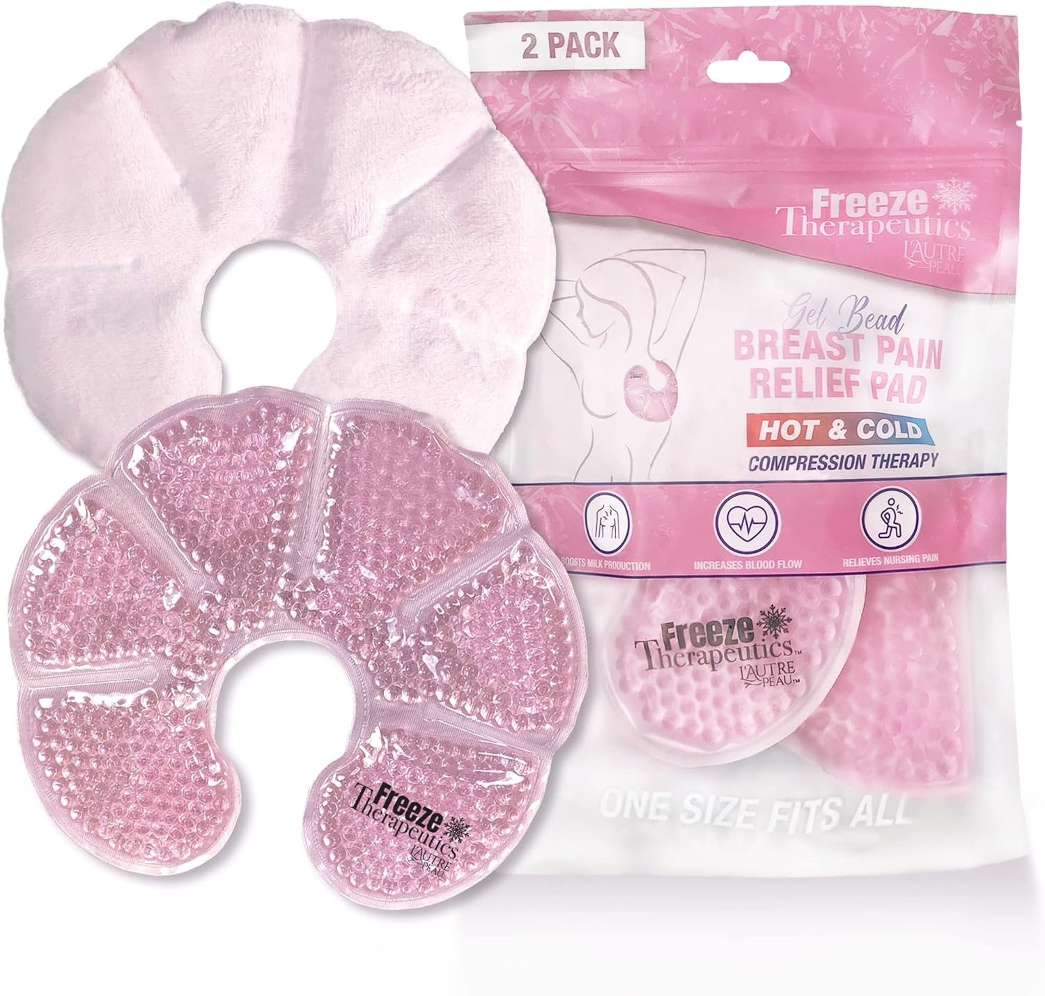 USA Merchant | Hot/Cold Plush Breast Gel Bead Packs by L’AUTRE PEAU Set of 2 Relief for Breastfeeding, Nursing Pain, Mastitis, Engorgement, Swelling, Plugged Ducts | Boost Milk Let-Down & Production