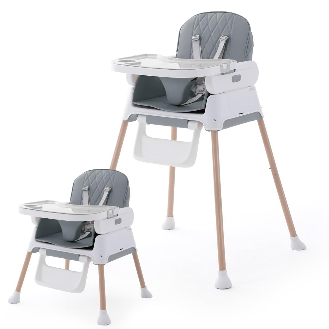 3 in 1 Baby High Chair,Adjustable Convertible Chairs Baby High Chairs for Babies and Toddlers,Portable and Easy to Clean,Gray