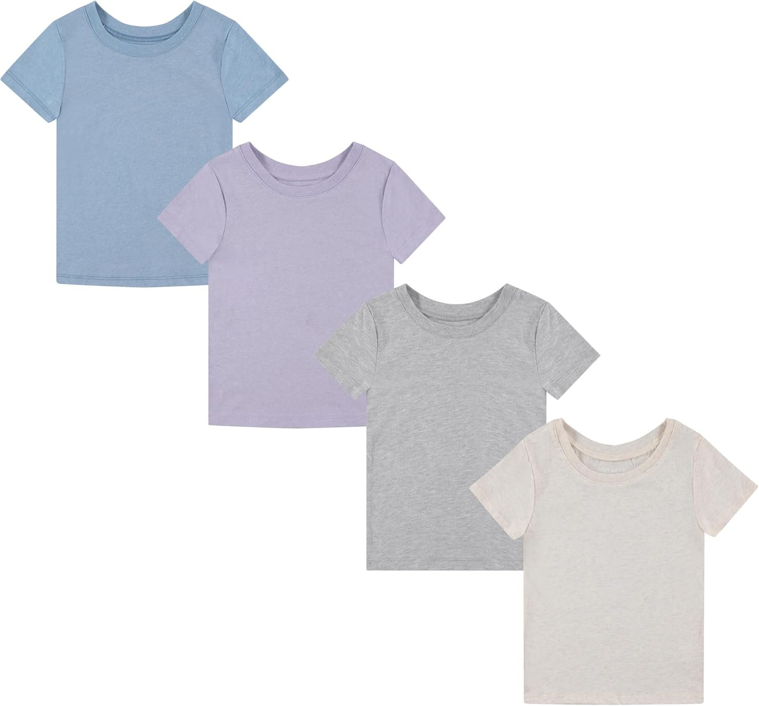 BTween Girls 4 Piece Tops Fashionable Short Sleeve T-Shirt Casual Daily Shirt for Kids Assorted Colors