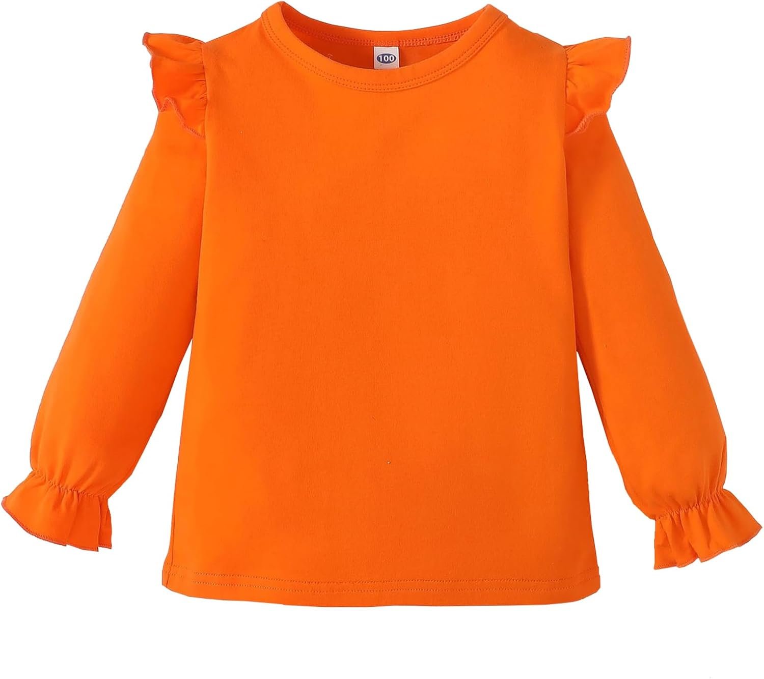 Magic Park 12M-14Y Toddler Girl Long Sleeve Blouse Kids Solid Color Tee Little Girls Ruffle Cuffs T-Shirt Winter Casual Tops