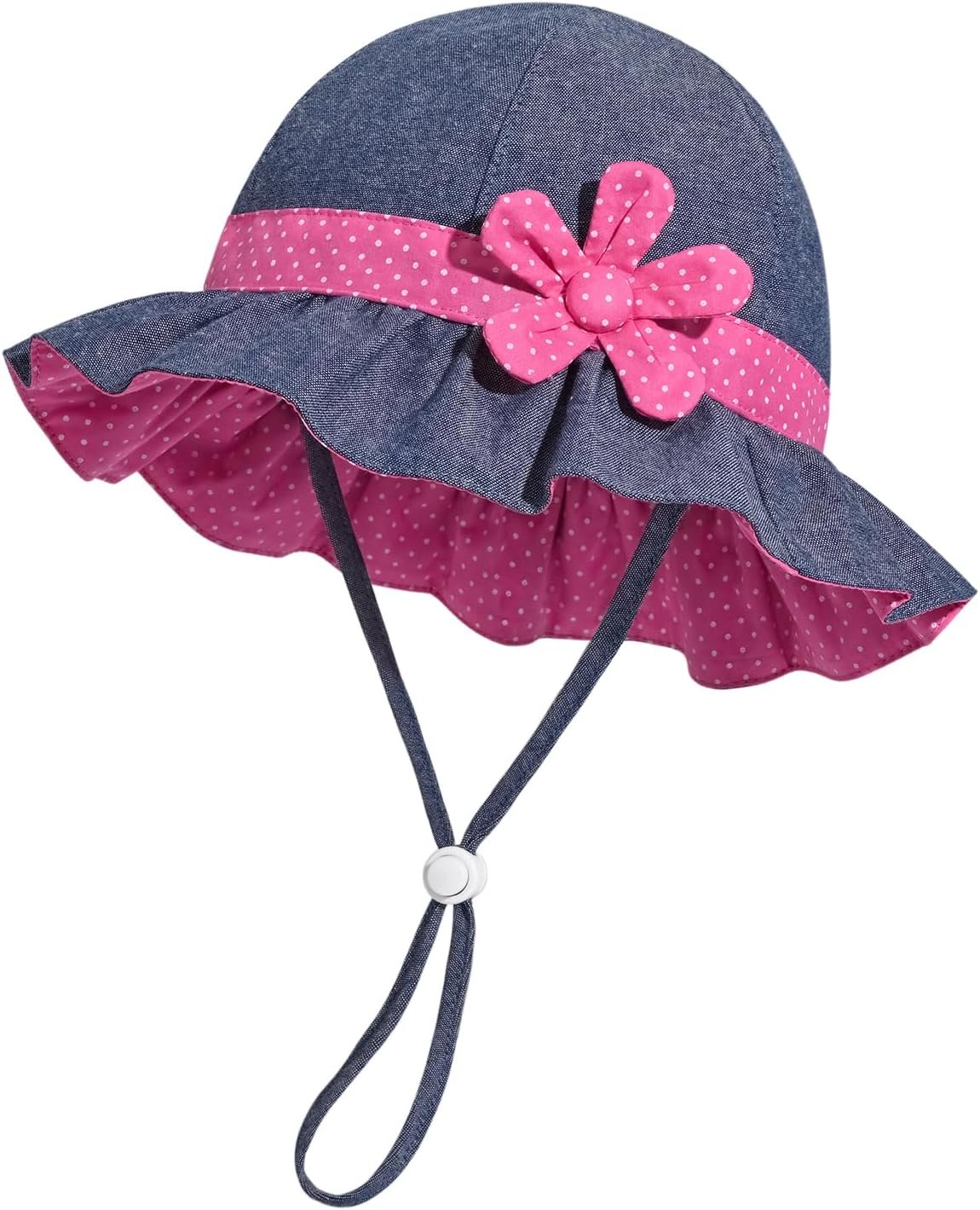 Baby Girl Wide Brim Bucket Hats with UPF 50+ Outdoor Adjustable Beach Hat with Sun Hat