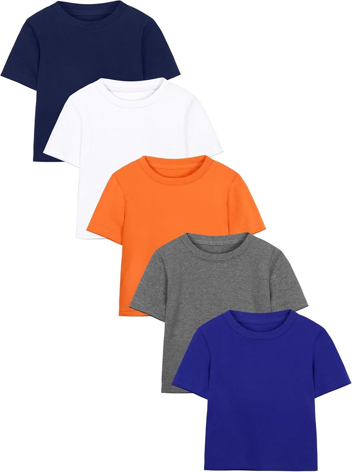 Poroka 5 Pack Toddler Boys Short Sleeve Cotton T-Shirt Crew Neck T-Shirt for Baby Toddler