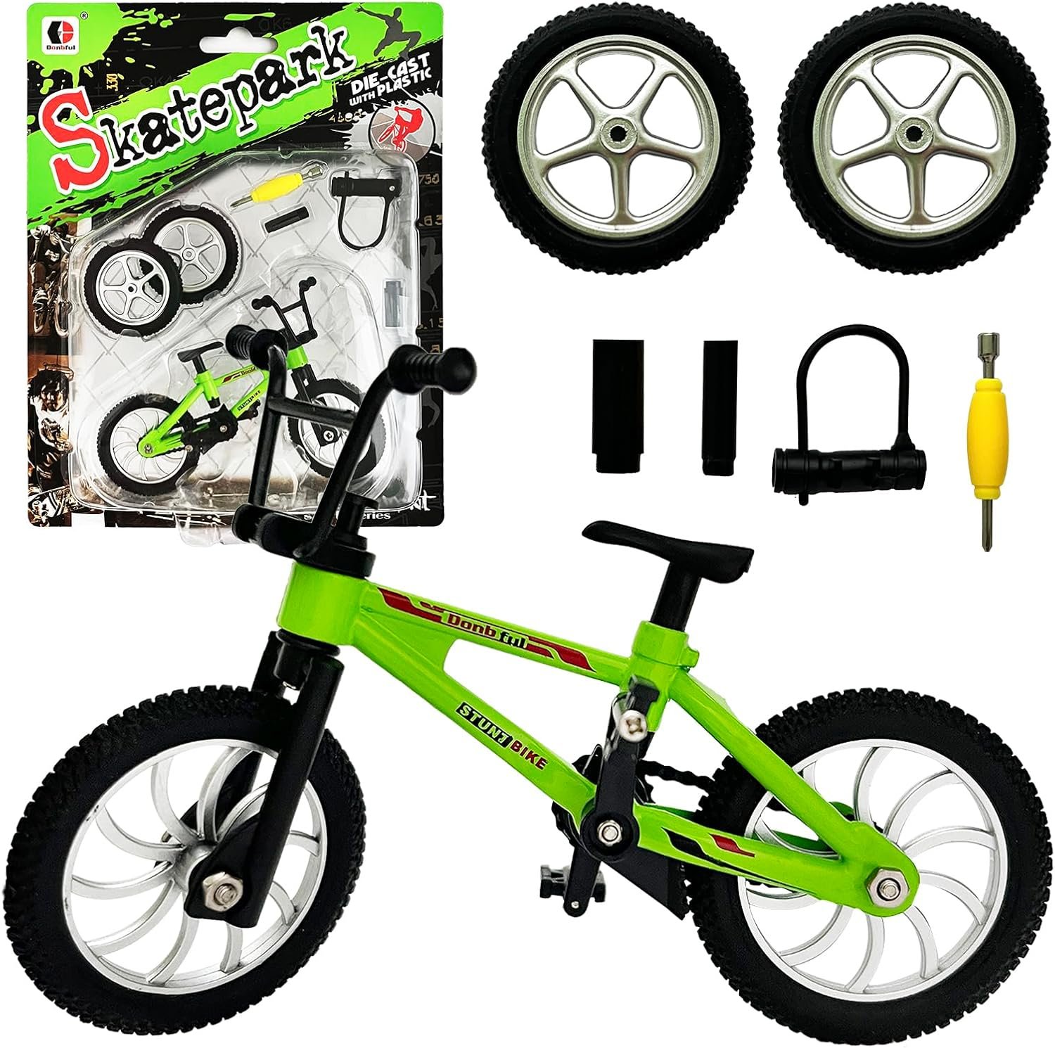 Mini Finger Bike Toy – Alloy Mountain Bicycle Model with Tools, Movable Parts, Gift for Kids & Collectors (Green)