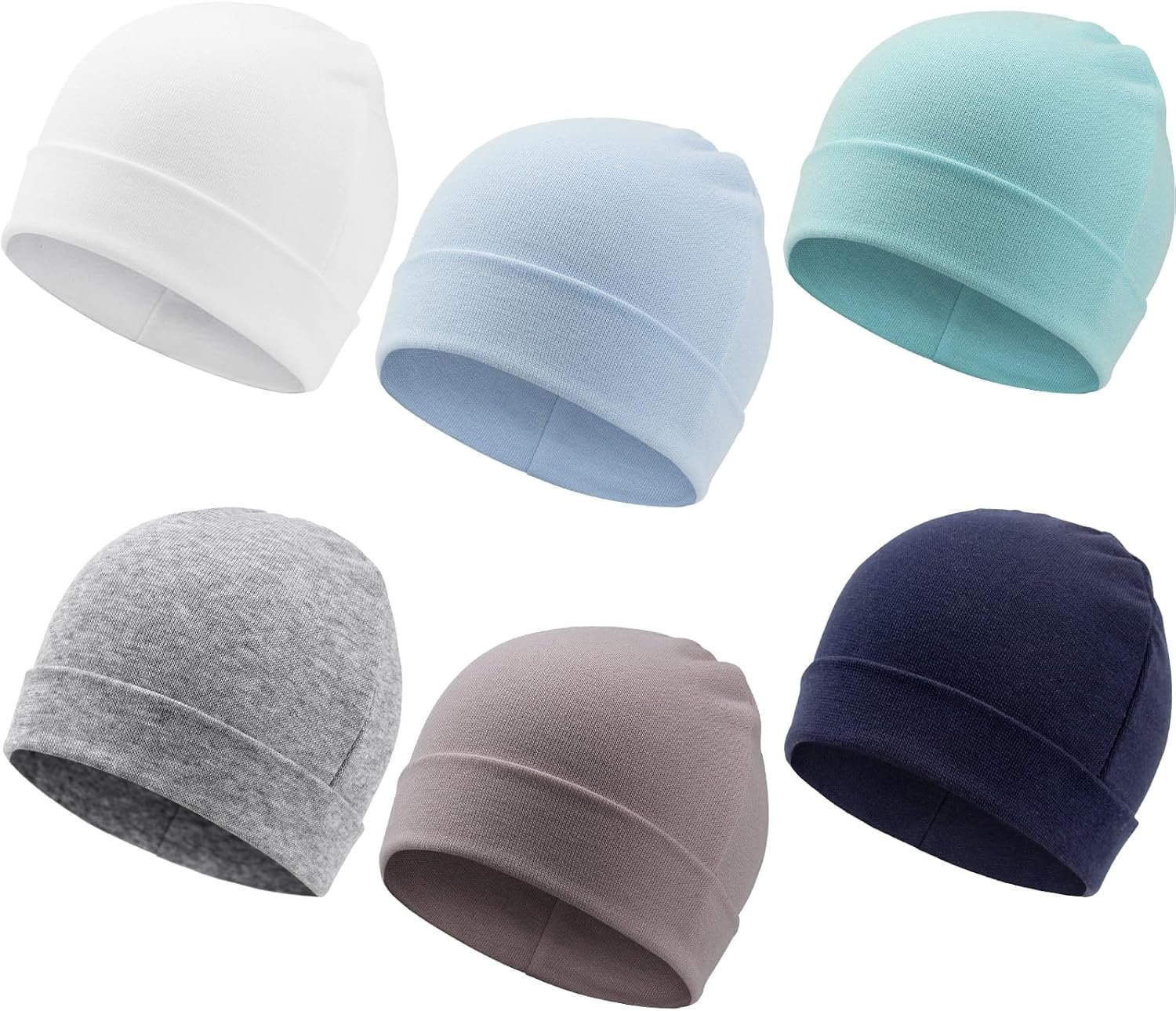 DRESHOW BQUBO 6 Pack Baby Beanie Hats for Unisex Infant Toddler Cotton Beanie Newborn Hospital Hat for Boys Girls 0-6 Months