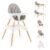 BABY JOY 6 in 1 High Chair, Convertible High Chairs for Babies and Toddlers/Booster Seat/Table and Chair Set, Infant Wooden Highchair w/ 5-Point Harness, 4-Position Removable Tray & PU Cushion (Gray)