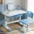 Kids Functional Desk and Chair Set, Ergonomic Height Adjustable Children School Study Desk with Tilt Desktop, Student School Writing Study Table with Storage Drawer for Boys Girls Blue