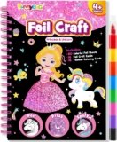FUNNYB&G Foil Art Craft for Kids – Christmas Crafts Gift Party Favors Stocking Stuffers for Kids Fun Art Supplies Creative Birthday Gift Travel Toys for Girls Boys 4 5 6 7 8 9 Years Old(Princess)