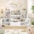 FINETONES 55” Toy Storage Organizer with Removable Bins, 5-in-1 Kids Bookshelf with Movable Chests and Book Shelves Behind The Doors, Toy Organizer Playroom with 6 Toy Bins and 8 Storage Cubes, White